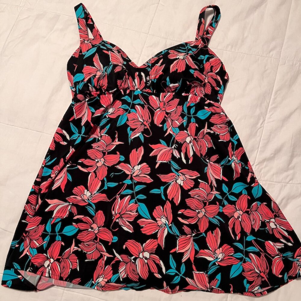 ☀️ Croft & Barrow 1 Pc Swim Skirt Dress Swimsuit Size 14 EUC
